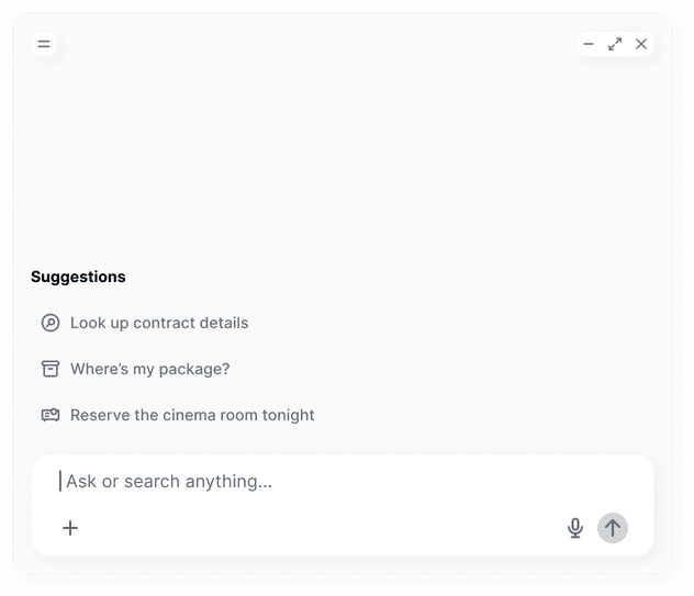 hero brand moment — Ask living inside the Chainels app, wide context shot