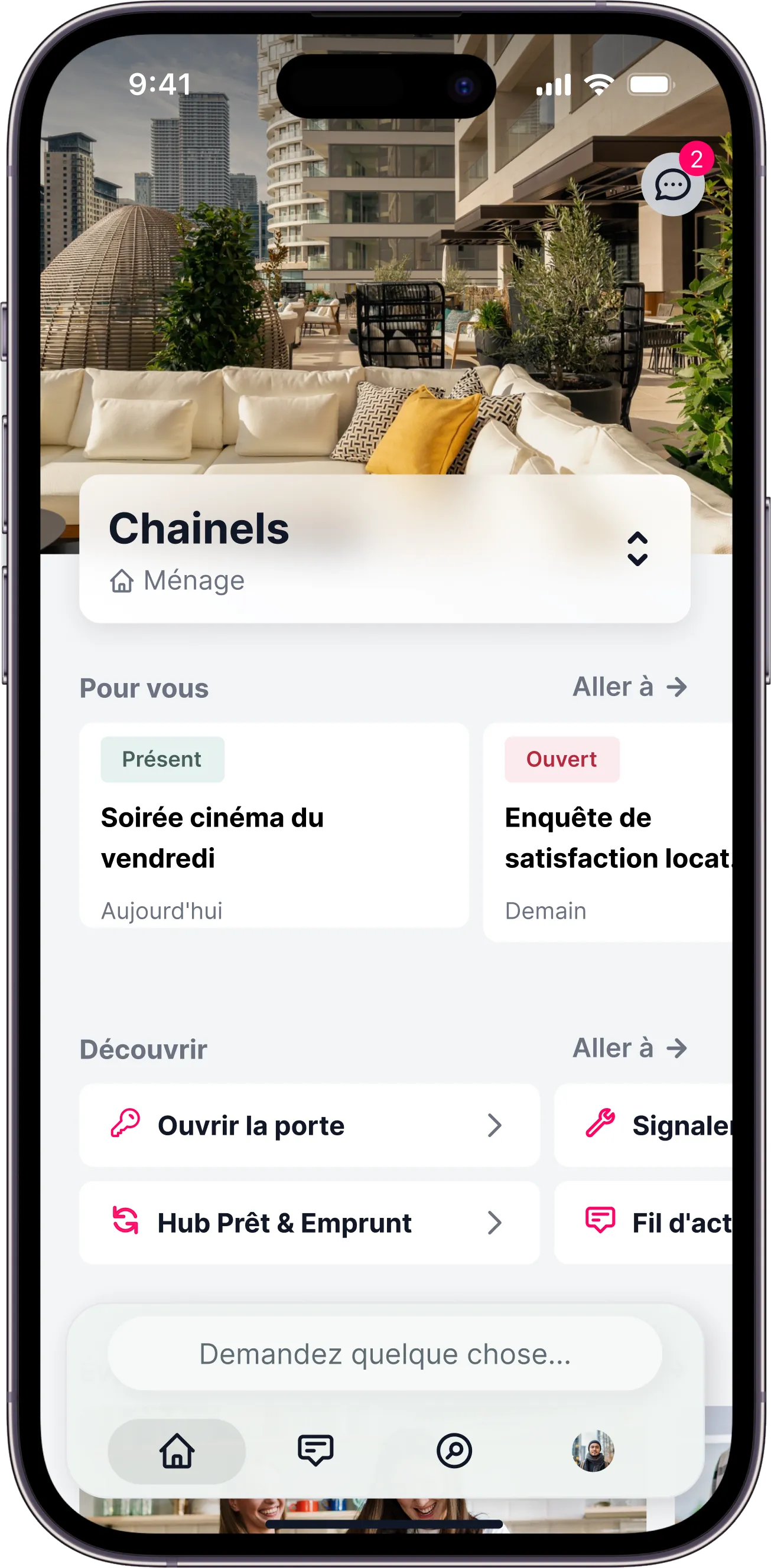 Dans l'app
