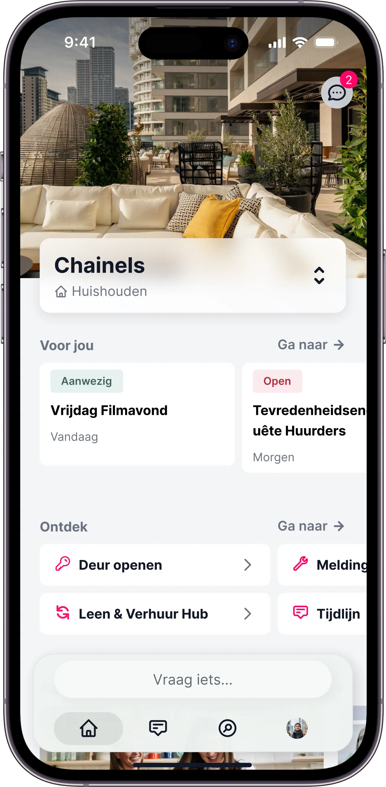In de app