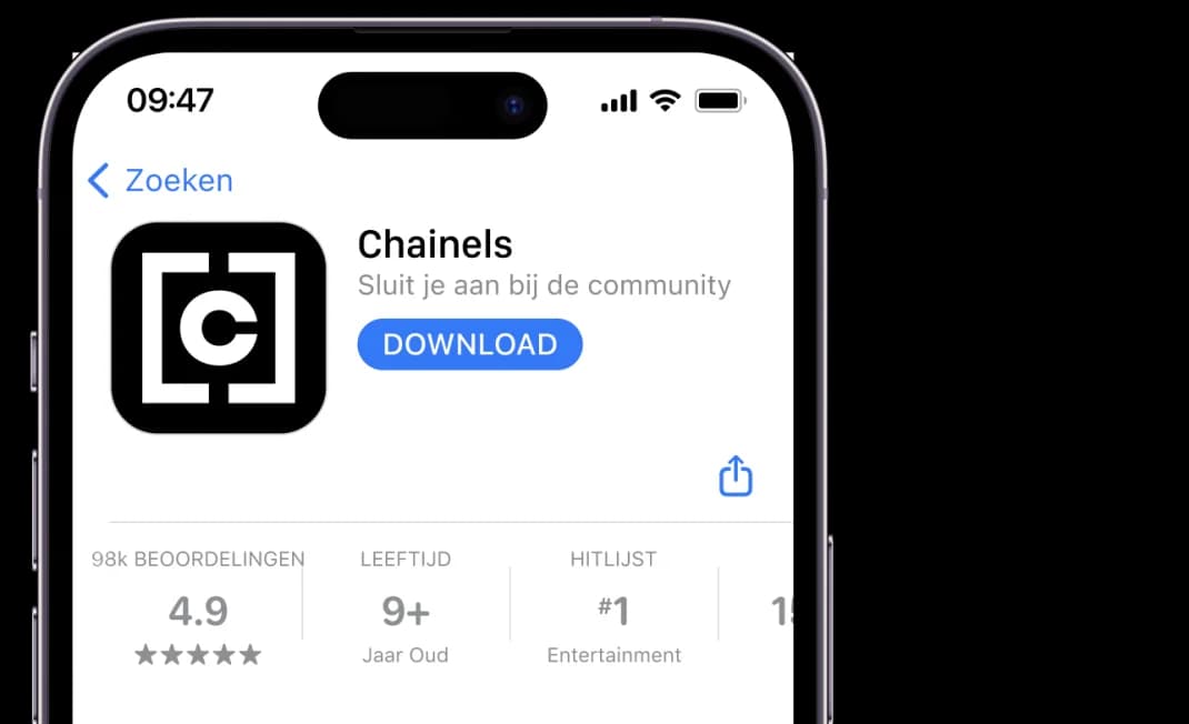 De Chainels-app in de App Store