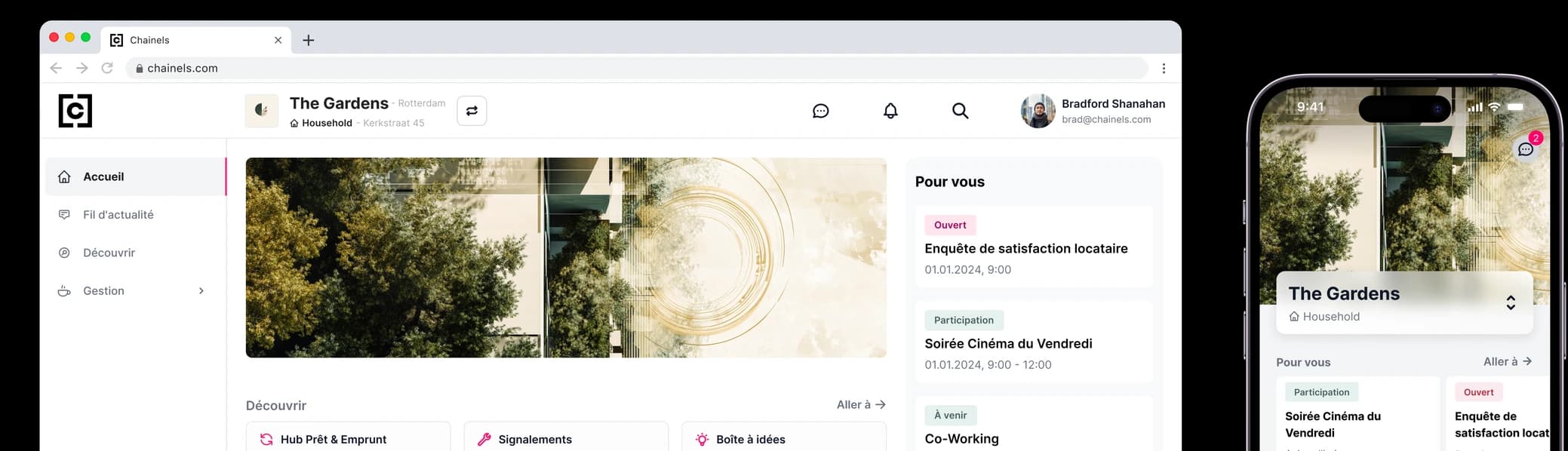 L'application web et mobile Chainels