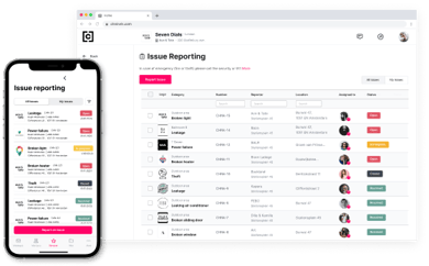 Issue reporting interface on phone and desktop screens